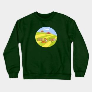 Blenheim Cavalier King Charles Spaniel Dog on the Farm Crewneck Sweatshirt